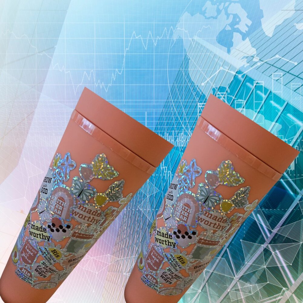 Made Worthy Skinny Tumbler – Orange 20oz Christian Mug with Straw – Faith Gift